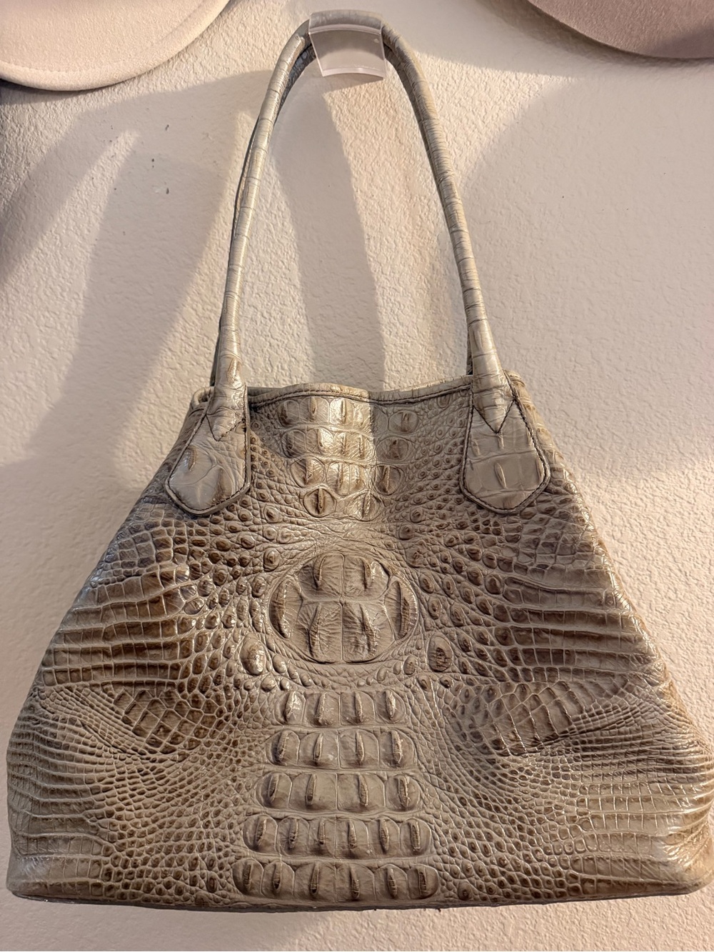Brahmin Med. Julian Champagne Croc Embossed Leather Tote